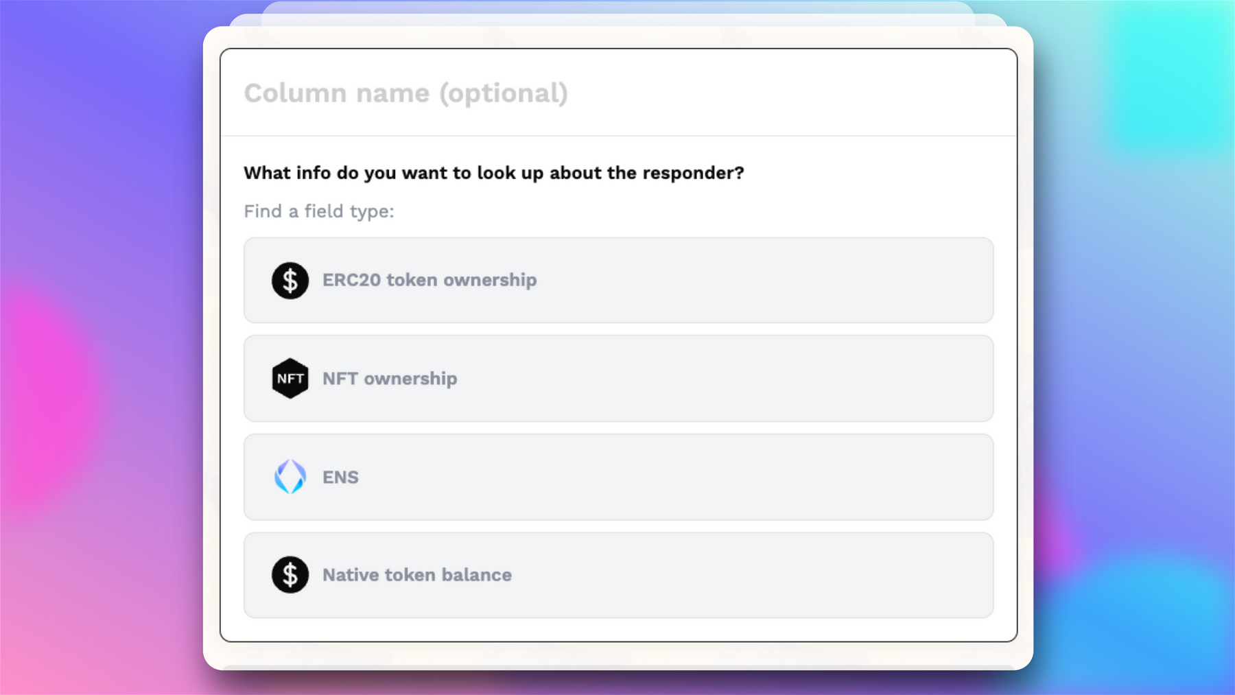 You can use data lookups to look up certain information about a responder. Current options are: ERC20 token ownership, NFT ownership, ENS, and native token balance.