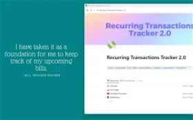 💸 Recurring Transactions Tracker 2.0 - Notion Template