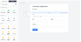 Drag-and-drop contract fields in—or use Fillout’s form AI to add them automatically