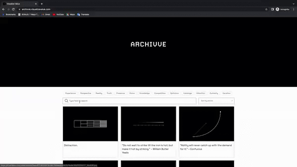 Archivve scrolling down its homepage.