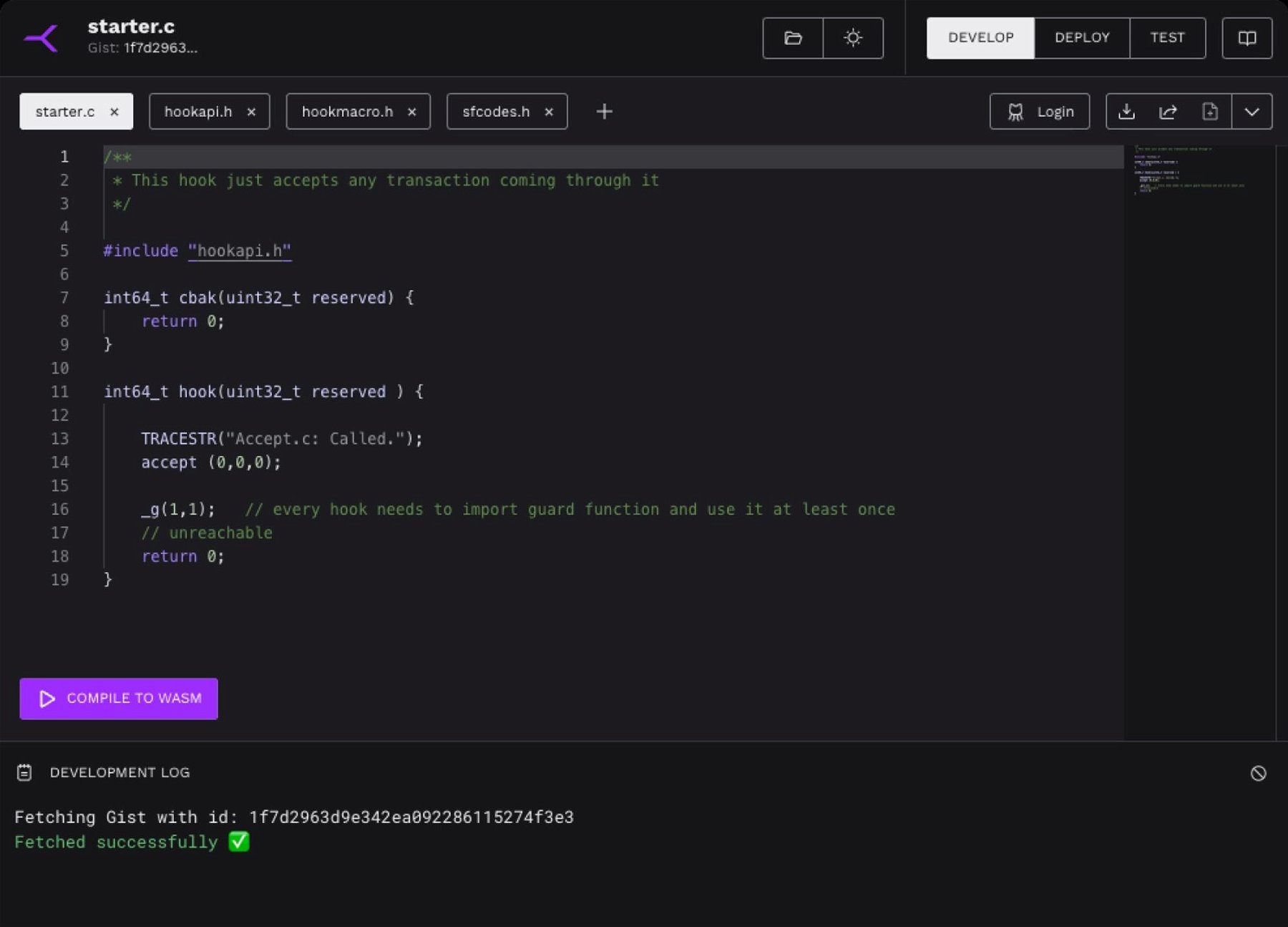 Using Hooks Builder, you can develop, test, debug and deploy your own Hooks on our testnet, using our examples or building your own from scratch.
