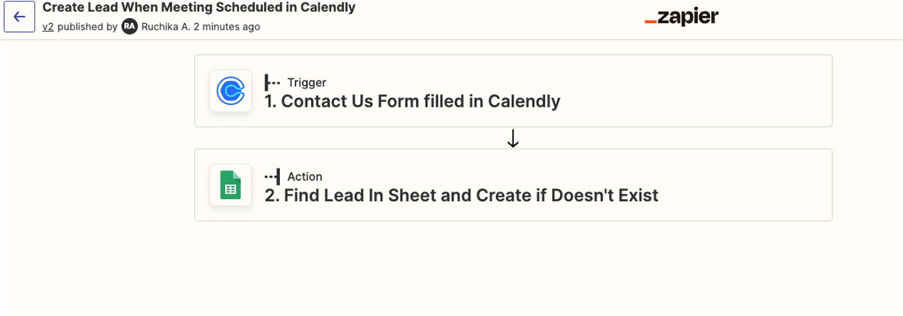 Zap to create Lead in Google Sheets when Meeting is scheduled in Calendly