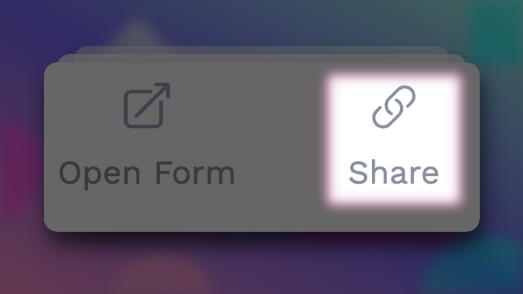 The “Share” button is located at the top of the DeForm editor. You can click on it to instantly copy the link to your form, then share it to your community!