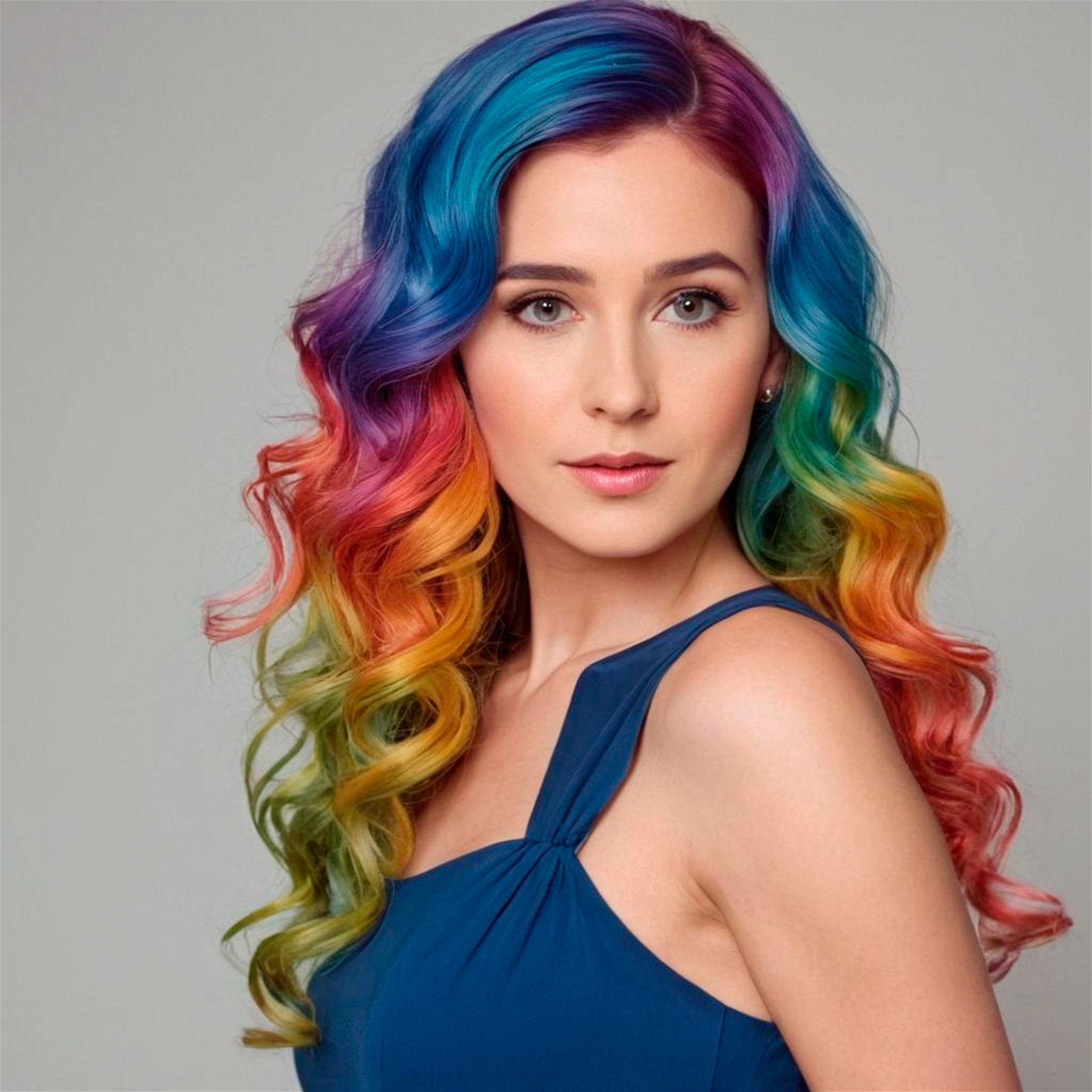 hair with rainbow colors