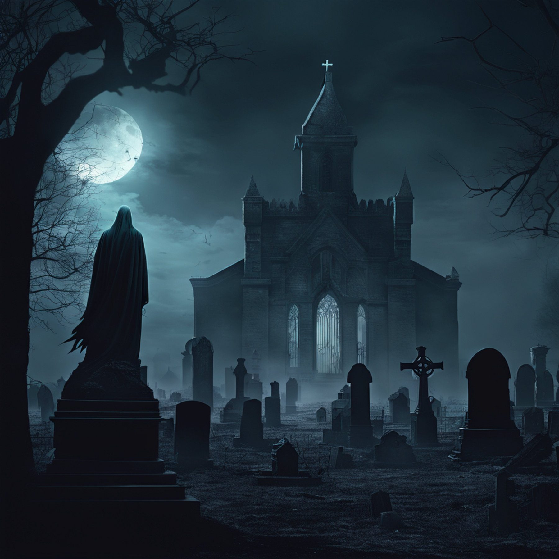 Concept art Ghost in an Eerie Graveyard, cinematic lighting, at night, fantasy surrealism, digital artwork, highly detailed matte painting
negative prompt : photo, photorealistic, realism, uglycheerful, bright, vibrant, light-hearted, cute