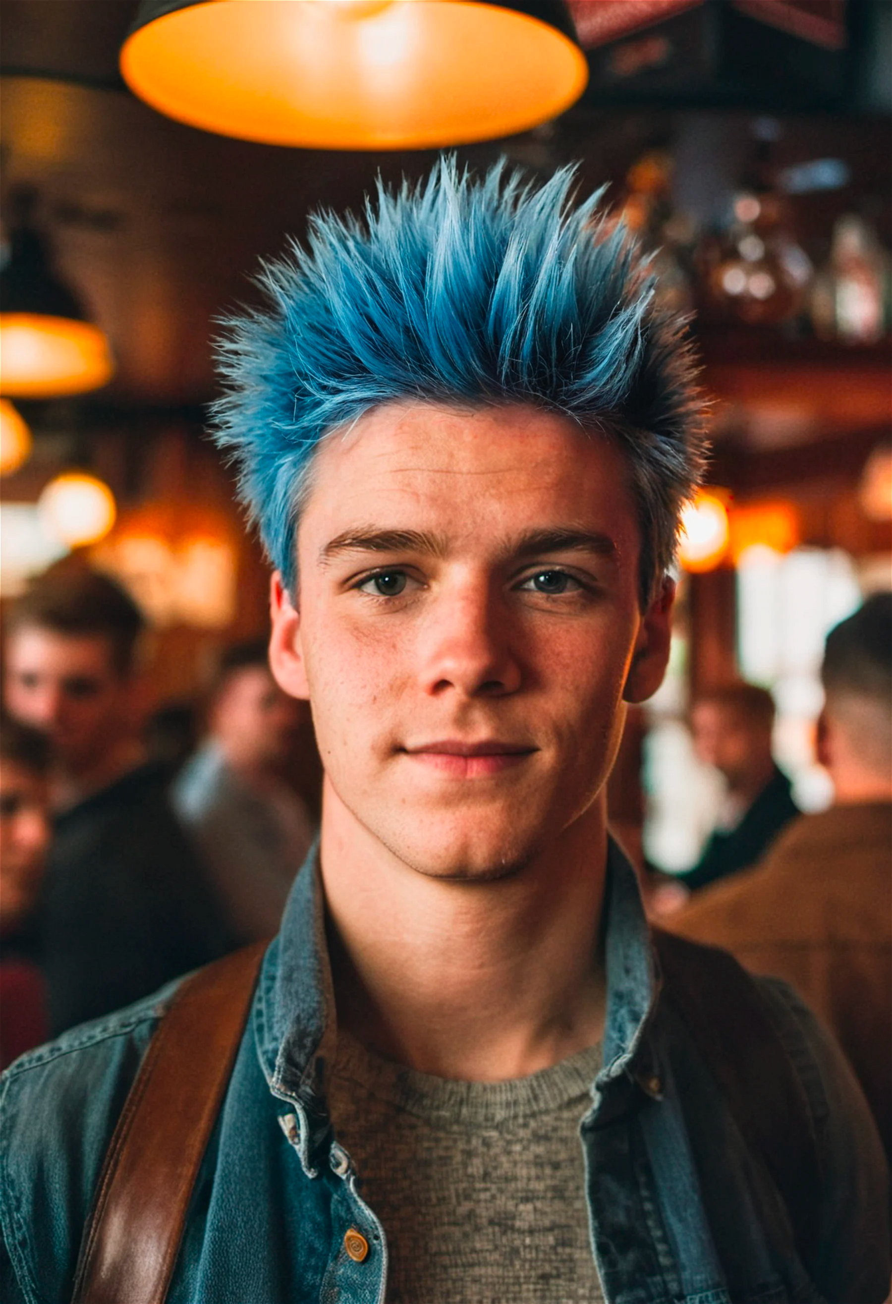 Blue spiky hair