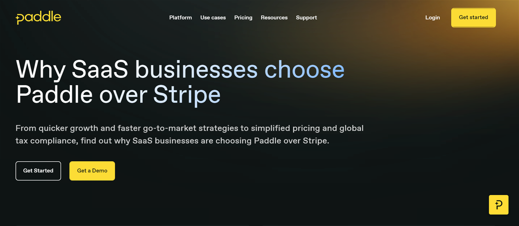 Example of Paddle’s comparison page to Stripe.