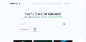 Namechk displays domain names.