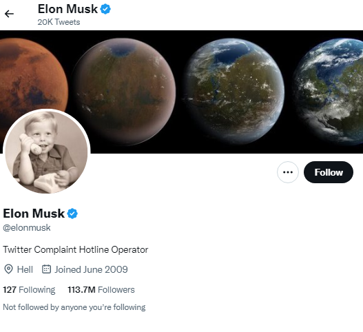 Elon Musk changeds his bio to Twitter Complaint Hotline Operator - Want to be as insteresting as him? See how to create your own interesting Twitter Bio Profile   