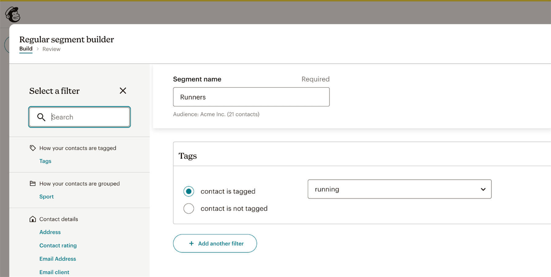Mailchimp Segments let you email a list of people based on their tags