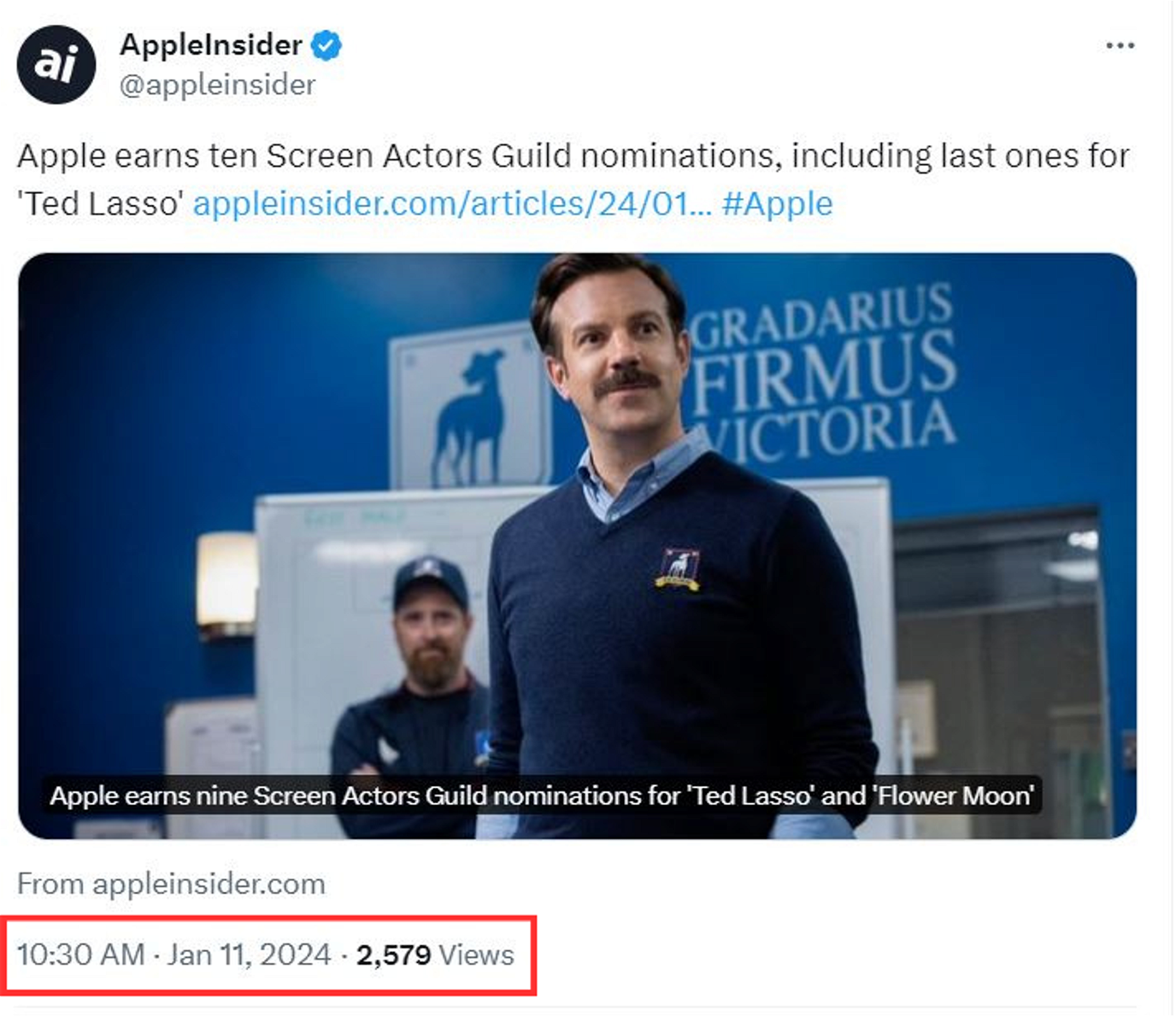 See how Appleinsider post’s on Twitter early mornings to garner 2.5K views in a matter of no more than 30 mins. (Took this screenshot at around 11AM)