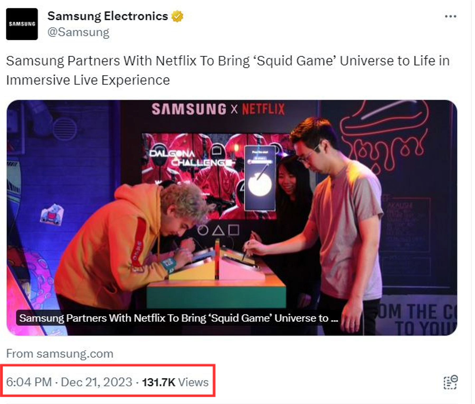 Another tech giant—Samsung—knows the art of posting on the right time (early evenings) to gain more eyeballs on their tweets.