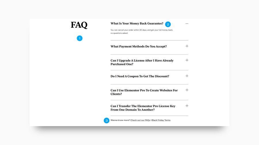 FAQ section answers frequently asked objections.
