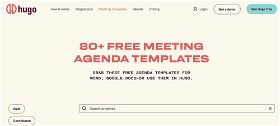 Hugo displaying 80+ free meeting templates for you to choose from.