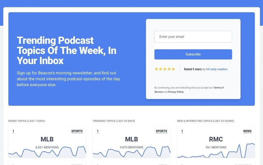 Get Beacons displaying analytica of podcasts.
