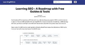 Learning SEO displaying a roadmap with free guides and tools to learn SEO.’