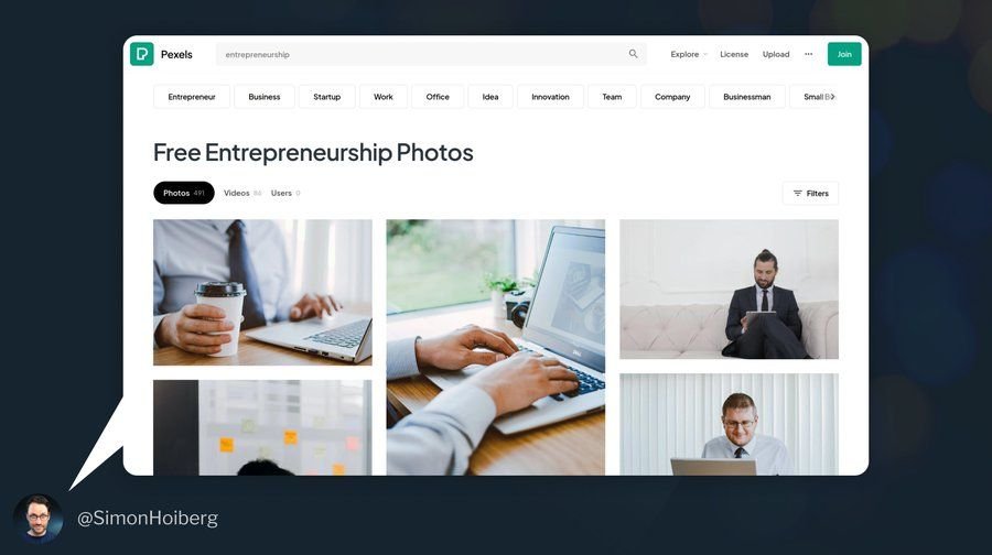 Simon Hoiberg shows free entrepreneurship photos Pexels offers.