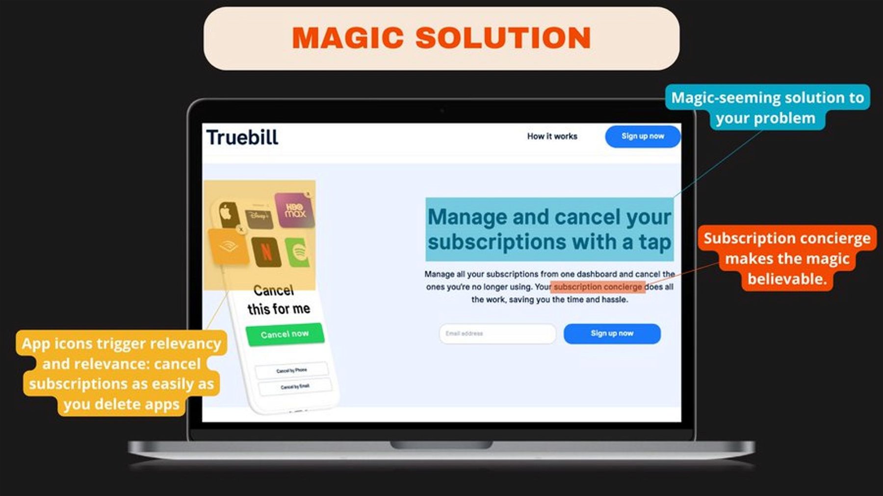 Truebill showcases magic solution.