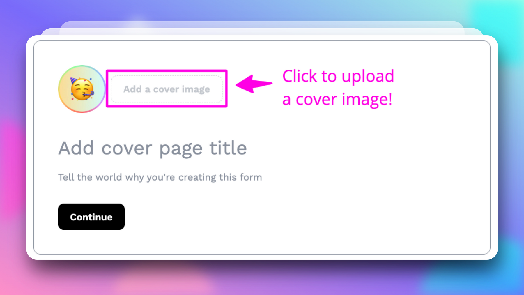 Screenshot of the cover page tab. This image illustrates to click the “Add a cover image” button to begin uploading a cover image.