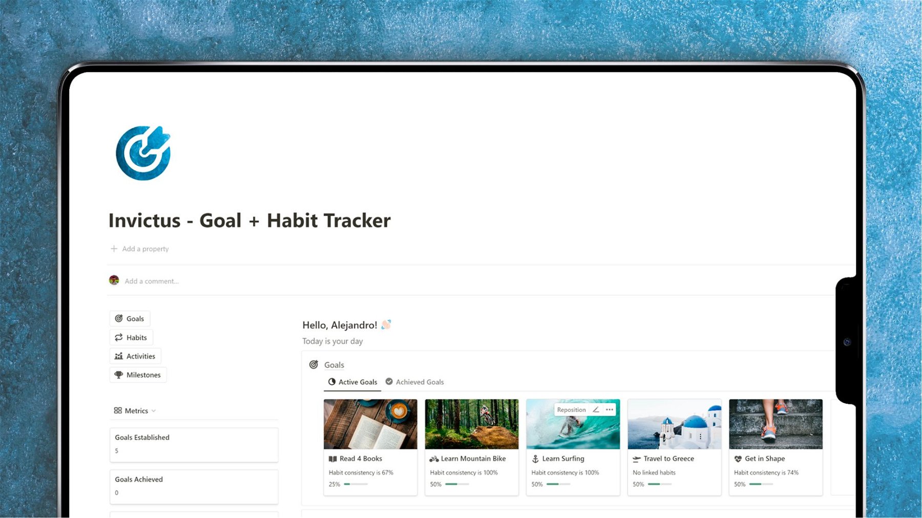 Invictus - Goal + Habit Tracker for Notion