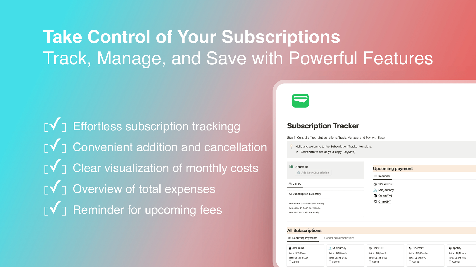 Take Control of Your Subscriptions Track, Manage, and Save with Powerful Features