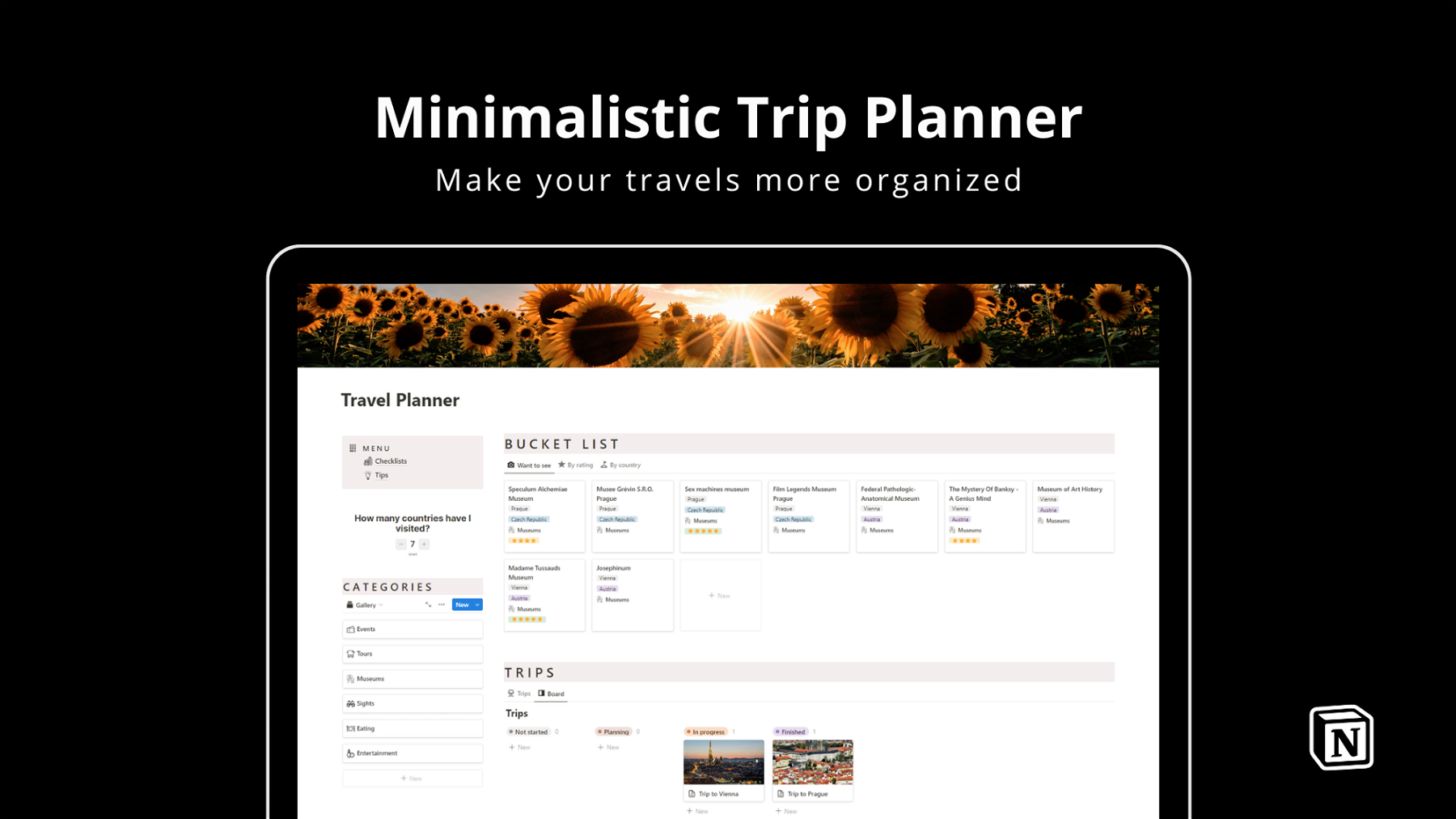 [Notion] Minimalistic trip planner