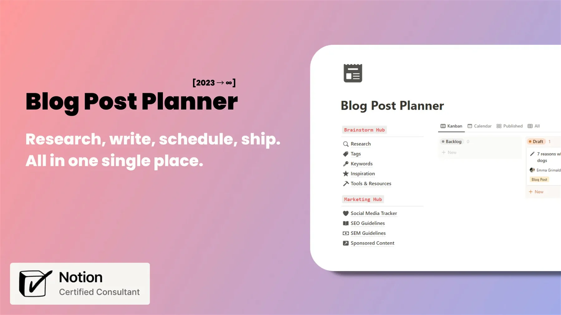 Blog Post Planner [Notion Template]