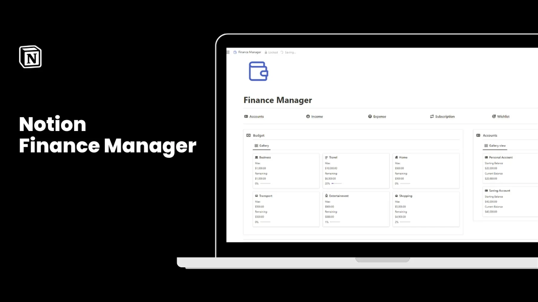 Notion Ultimate Finance Manager