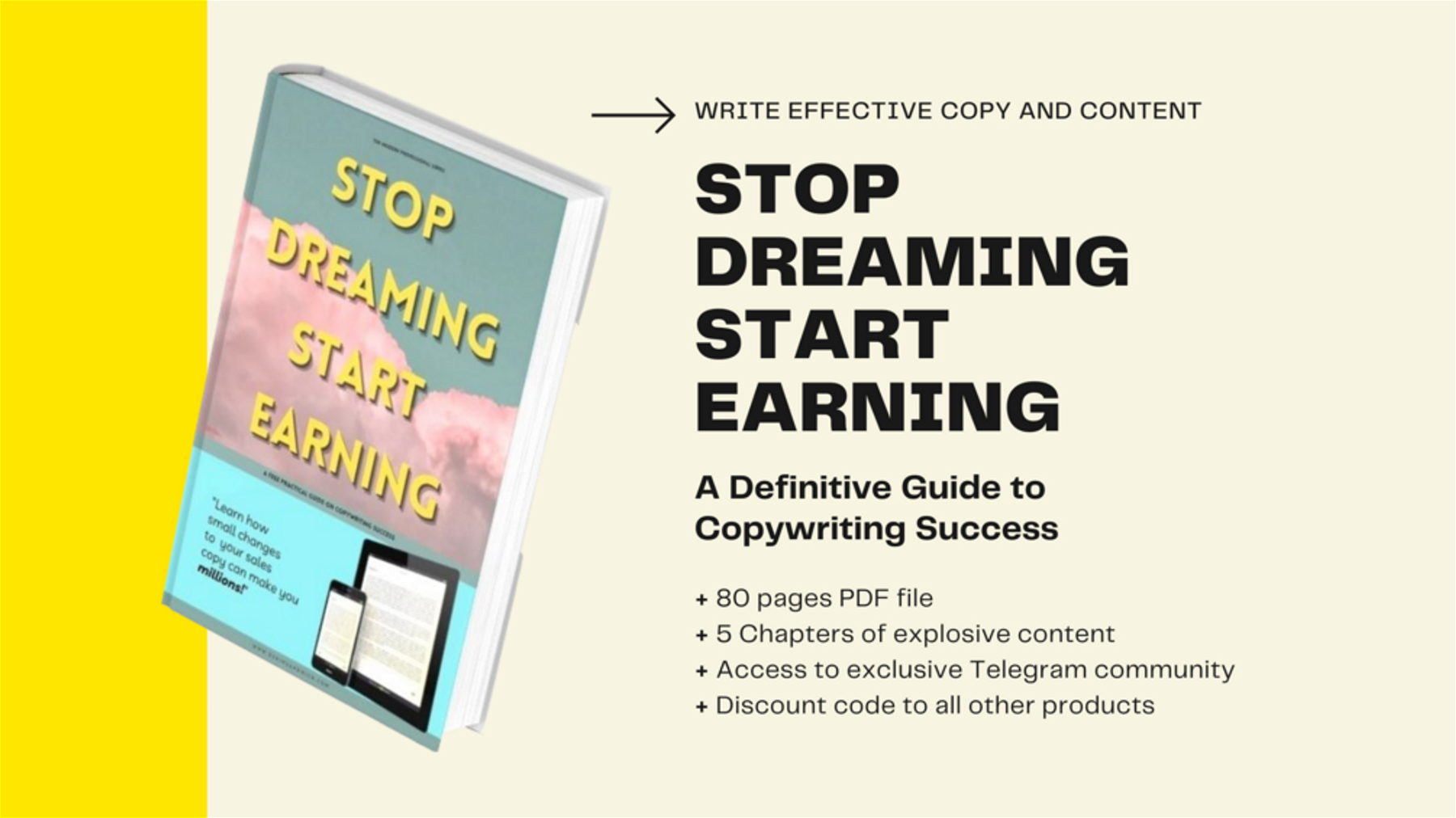Stop Dreaming Start Earning | definitive guide to copywriting success eBook